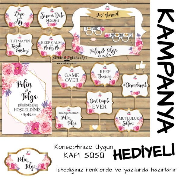 Pembe Çiçekler Gold Konsept 3lü Kampanyalı Paket