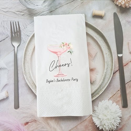 ''Cheers for the Bride'' Şampanya Konsept Bekarlığa Veda İsimli Peçete