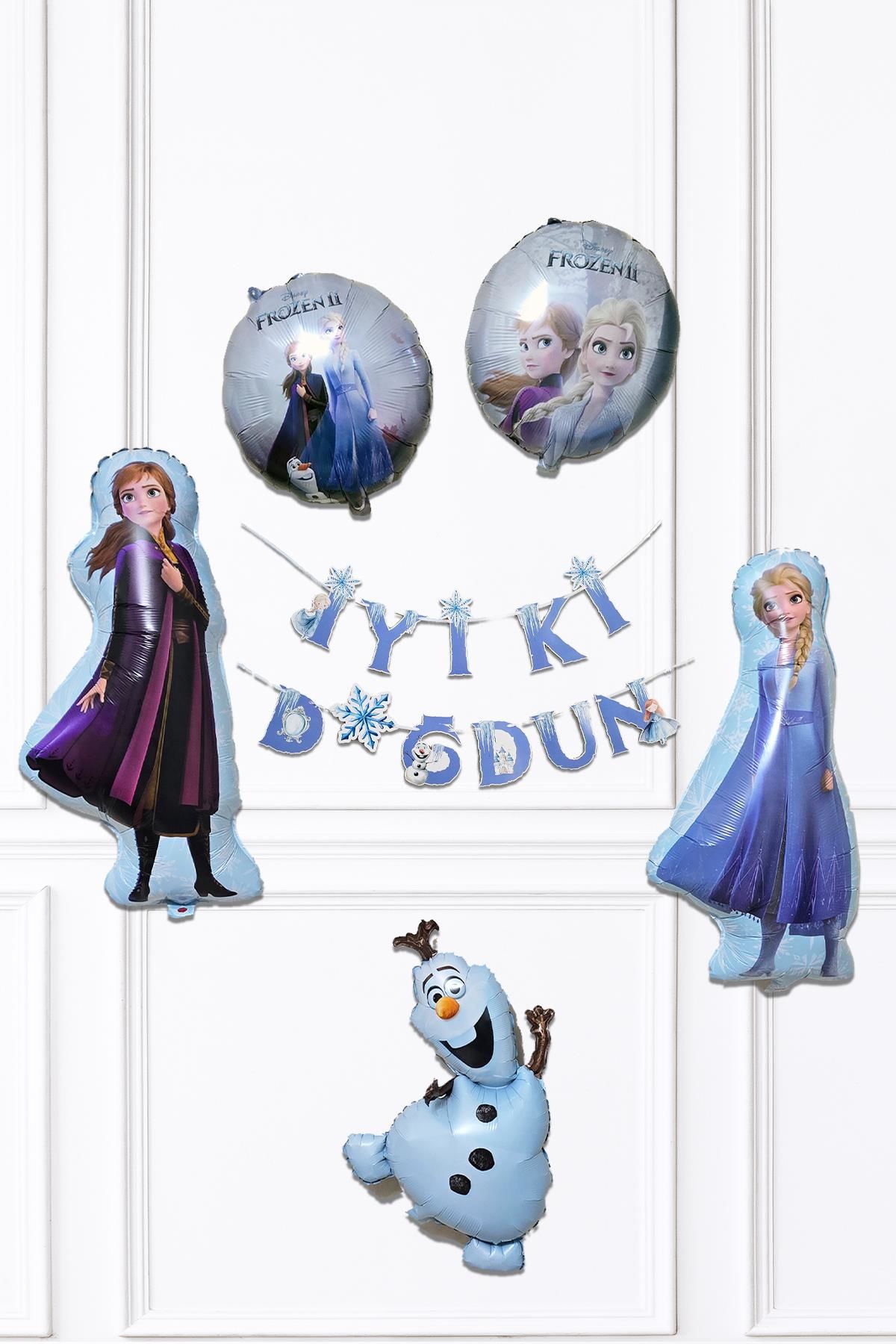 Frozen Elsa Tema Doğum Günü Balon Süsleme Seti Karlar Ülkesi Tema İyi Ki Doğdun Bannerlı