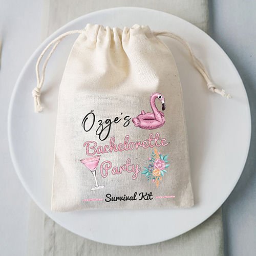 Çiçekli Glitter Bachelorette Party Hangover Kit Kesesi