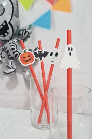 Cadılar Bayramı Pipet Süsleri Lüks Büyük Boy Parti Pipeti 10lu Paket