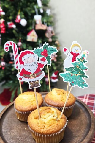 Yılbaşı Temalı Kürdan Süsler Yılbaşı Yeni Yıl Kürdan Süsleri Cupcake Süsleri Lüks Büyük Boy 10lu Paket