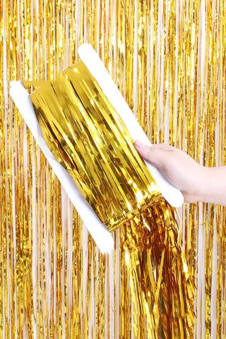 Metalize Fon Perde Kapı Perdesi Gold Arka Fon Süs