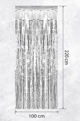 Metalize Fon Perde Kapı Perdesi Gümüş Arka Fon Süs