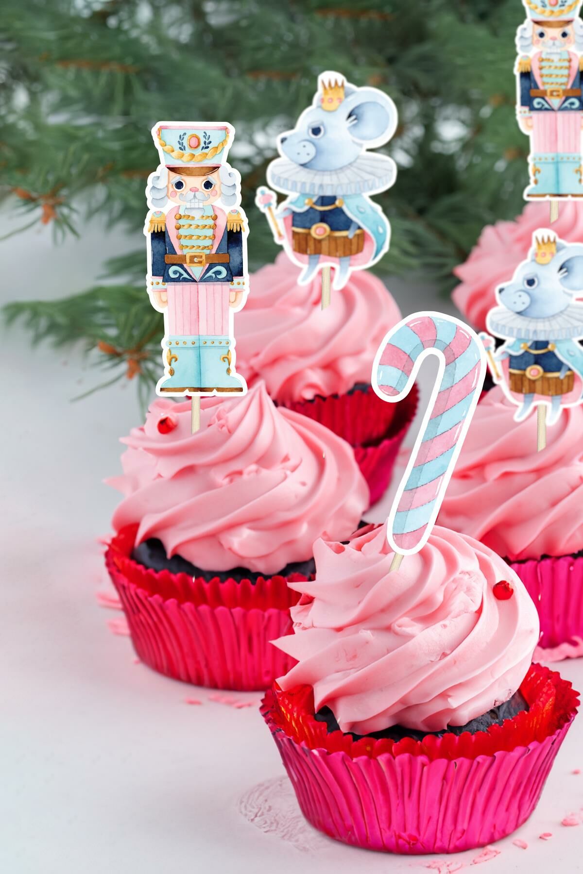 Pembeli Kurşun Askerler Nutcracker Yılbaşı Yeni Yıl Kürdan Süsleri Cupcake Süsleri Lüks Büyük Boy 10lu Paket