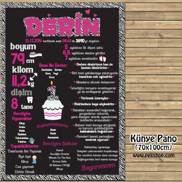 Zebra-Fuşya Konsept Künye Panosu (70x100cm)