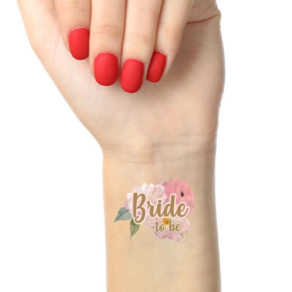 Çiçekli Gold Bride to be Konsept Geçici Dövme