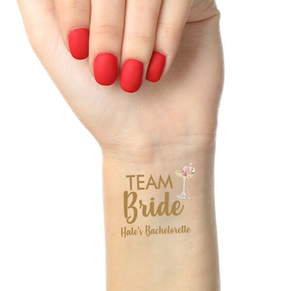 Çiçekli Gold Team Bride Kadeh Konsept Geçici Dövme