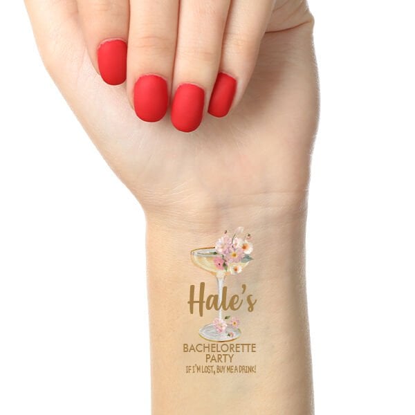 Çiçekli Gold Bride to be İsimli Konsept Geçici Dövme