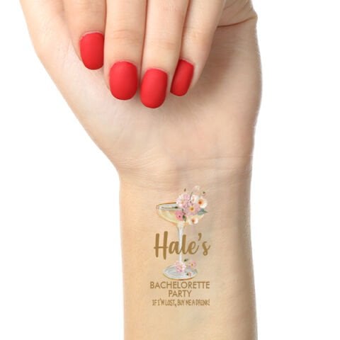 Çiçekli Gold Bride to be İsimli Konsept Geçici Dövme