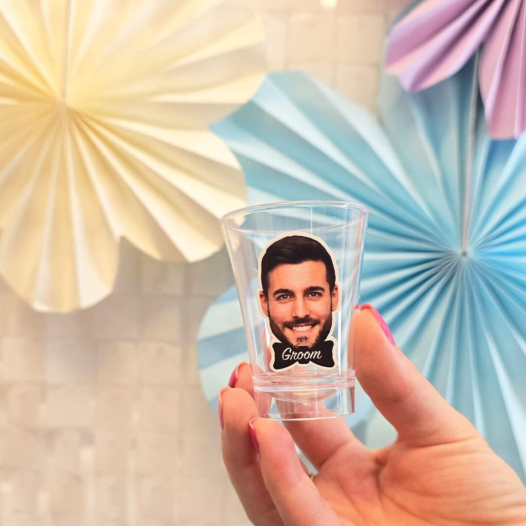 Kişiye Özel Damat Fotoğraflı Plastik Shot Bardağı 5li