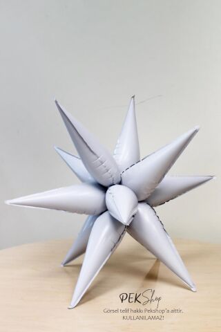 Beyaz Kutup Yıldızı Folyo Balon Tek Parça Büyük Kutup Yıldız Balon 27inç 70cm