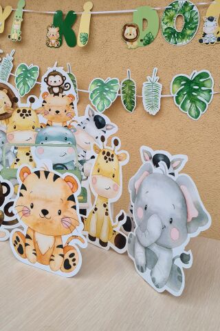 Wild Safari Konsept Doğum Günü Ayaklı Pano Seti Masa Üstü