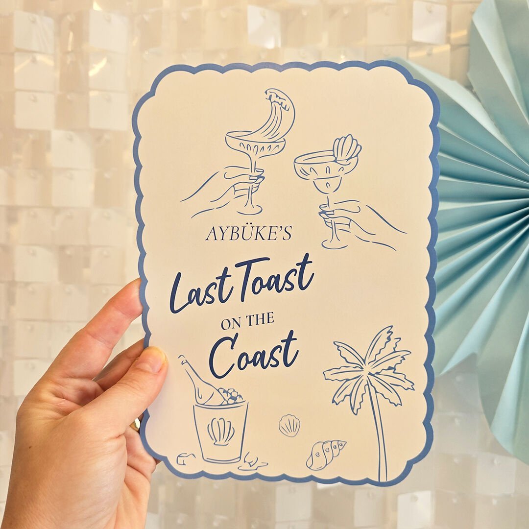İsme Özel Last Toast on the Coast Konsept Bekarlığa Veda Kartları
