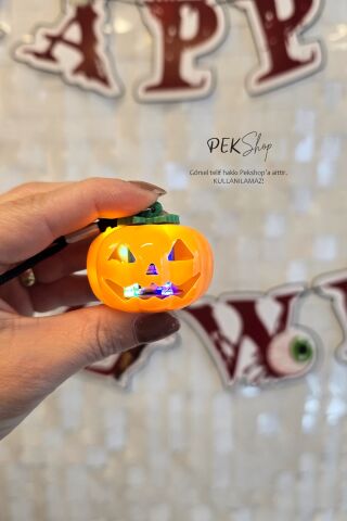 Cadılar Bayramı Işıklı Balkabağı Kolye Halloween Bal Kabağı Kolyesi Işıklı
