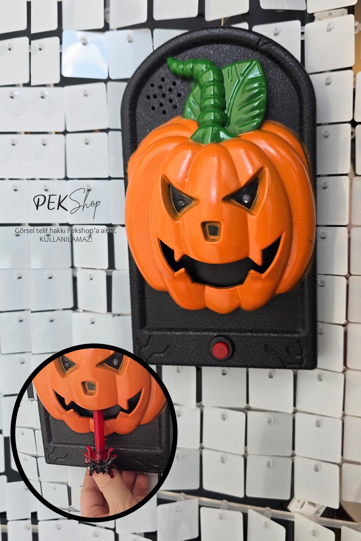 Halloween Bal Kabağı Kapı Zili Sesli Hareketli Cadılar Bayramı Kapı Zili Süs Aksesuar