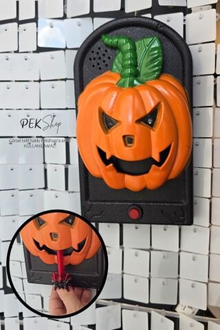 Halloween Bal Kabağı Kapı Zili Sesli Hareketli Cadılar Bayramı Kapı Zili Süs Aksesuar