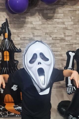 Çığlık Maskesi Cadılar Bayramı Halloween Maskesi Tüllü Hayalet Scream Maske Korkunç Maske