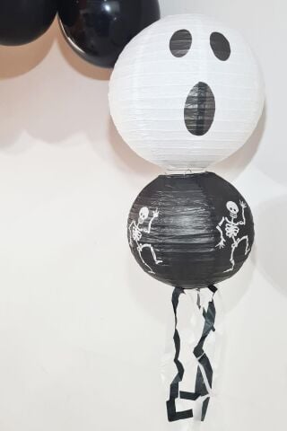 Cadılar Bayramı Fener Süsleri Tavan Süsü İkili Halloween Kağıt Fener Süsler Hayalet İskelet