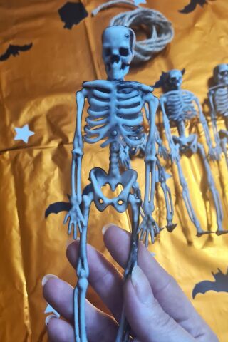 Cadılar Bayramı İskelet Figür Süsler İpli Halloween Süsleri 4lü İskelet Figürler 14cm