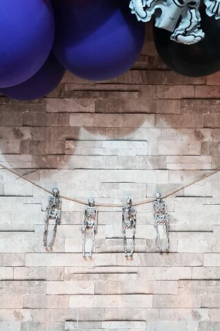 Cadılar Bayramı İskelet Figür Süsler İpli Halloween Süsleri 4lü İskelet Figürler 14cm