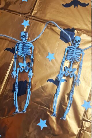 Cadılar Bayramı İskelet Figür Süsler İpli Halloween Süsleri 4lü İskelet Figürler 14cm