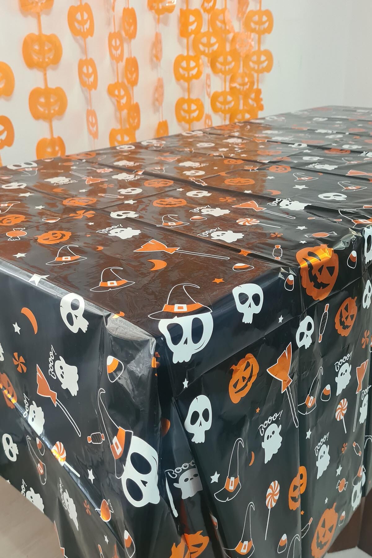 Halloween Masası Örtüsü Cadılar Bayramı Desenli Masa Örtüsü Büyük Boy 135x180cm