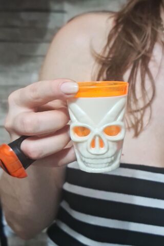 Halloween Işıklı Bardak Kuru Kafa Shot Bardağı Işıklı Cadılar Bayramı Bardağı 7cm