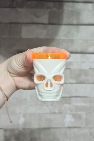 Halloween Işıklı Bardak Kuru Kafa Shot Bardağı Işıklı Cadılar Bayramı Bardağı 7cm