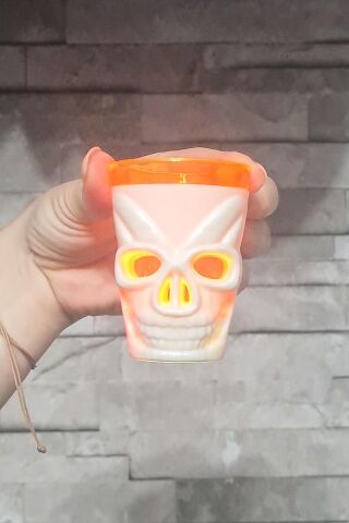 Halloween Işıklı Bardak Kuru Kafa Shot Bardağı Işıklı Cadılar Bayramı Bardağı 7cm
