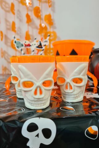 Halloween Işıklı Bardak Kuru Kafa Shot Bardağı Işıklı Cadılar Bayramı Bardağı 7cm