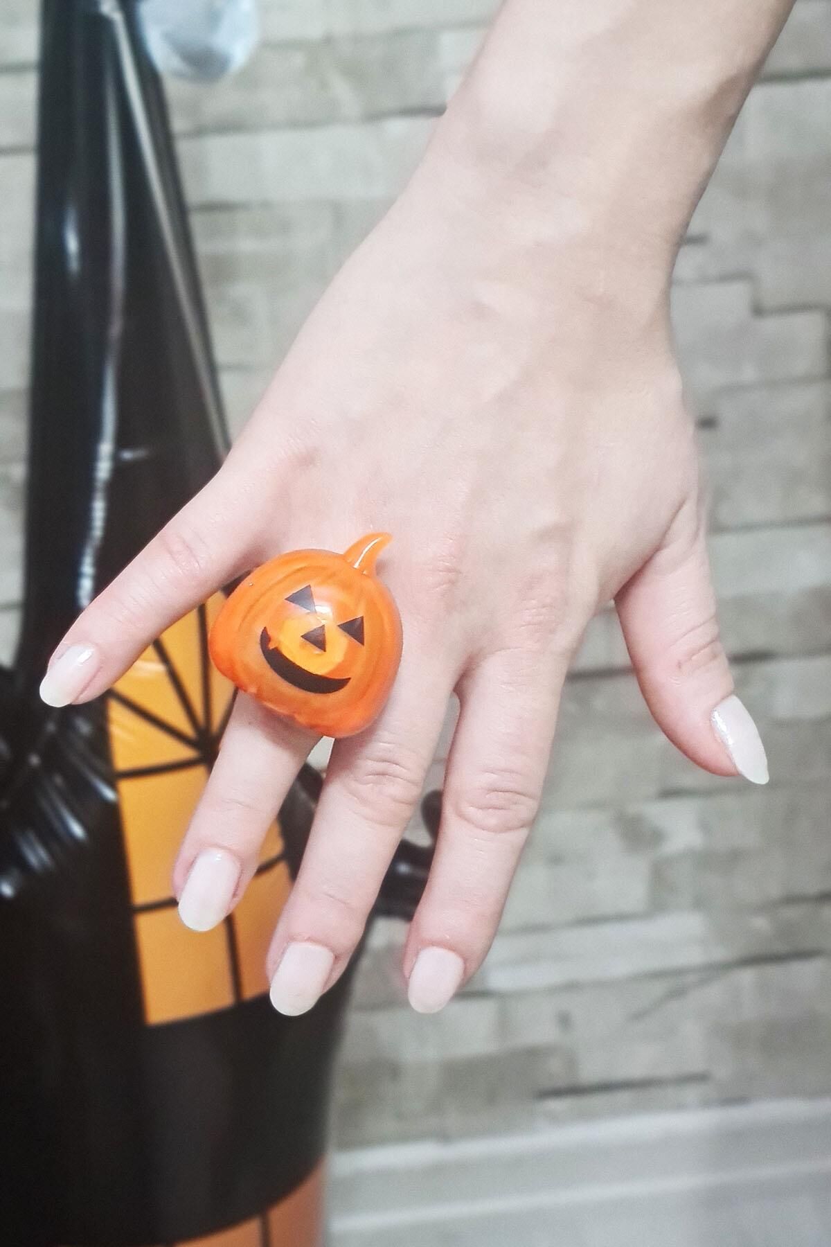 Halloween Işıklı Yüzük Bal Kabağı Şeklinde Işıklı Cadılar Bayramı Yüzüğü