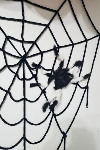 Halloween Örümcek Ağı ve Örümcek Seti 1 Adet 150cm Örümcek Ağı 1 Adet 50 Cm Gerçekçi Örümcek