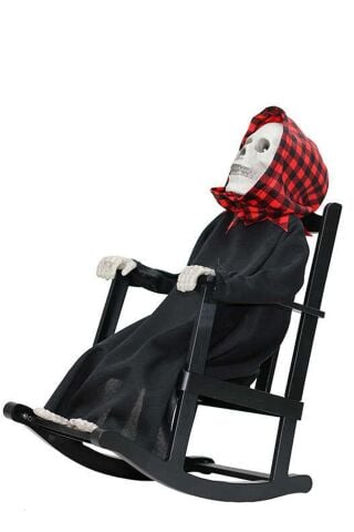 Halloween Sesli Hareketli Sallanan Sandalyede İskelet Cadılar Bayramı Hareketli Süs