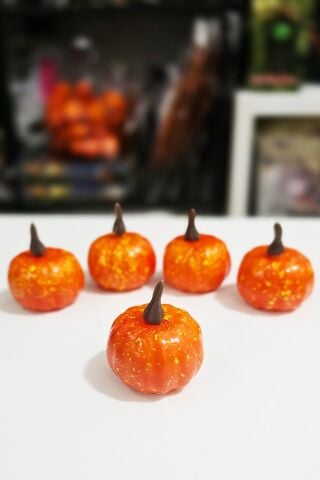 Halloween Balkabağı Figür Süs 5cm - 5 Li Set Cadılar Bayramı Kabak Figür Masa Süsleri 5 Adet