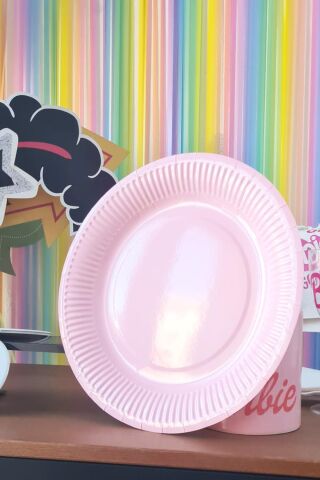 Pembe Karton Tabak Yuvarlak 8 Adetli Paket