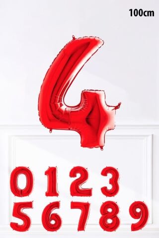 Kırmızı Rakam Folyo Balon Büyük Boy Kırmızı Sayı Yaş Balonu 100cm 40inç