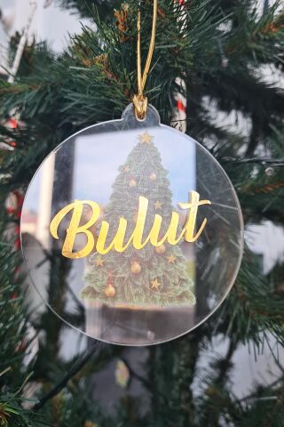 Gold Varak İsimli Çam Ağacı Baskılı Yılbaşı Ağacı Süsü