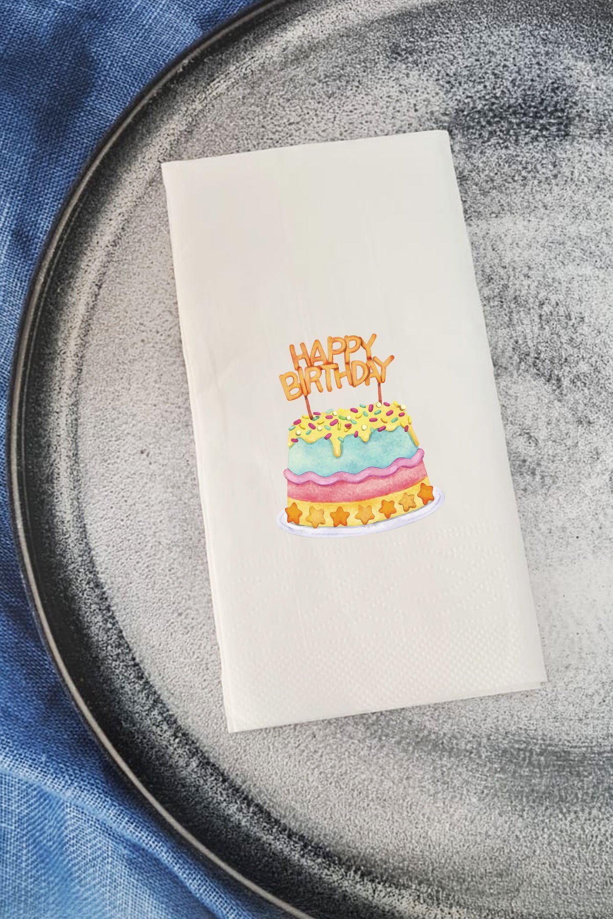 Sunum Peçetesi Happy Birthday Cake Konuşan Kağıt Peçete