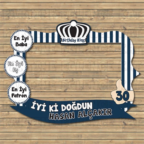Lacivert - Beyaz Konsept Doğum Günü Hatıra Fotoğraf Çerçevesi