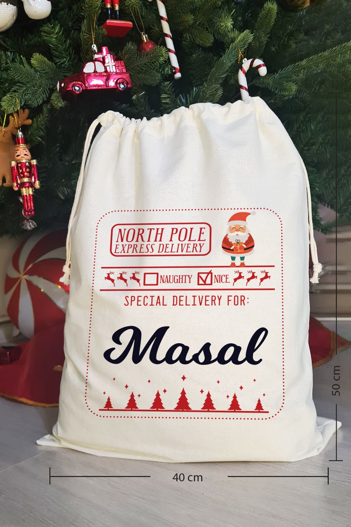 Special Delivery Noel Babalı İsme Özel Yılbaşı Hediye Kesesi