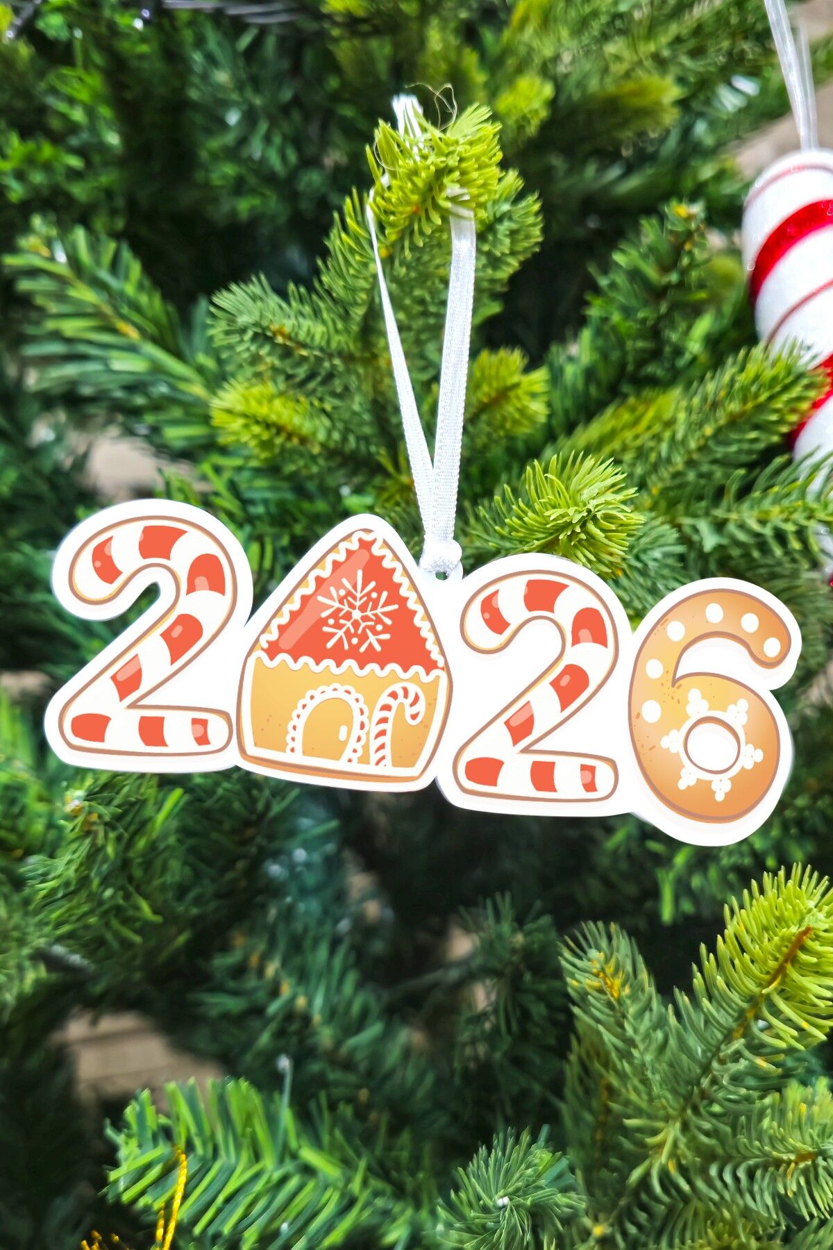 Candy Cane 2026 Ginger House Kurabiye Ev Tema Yılbaşı Ağaç Süsü