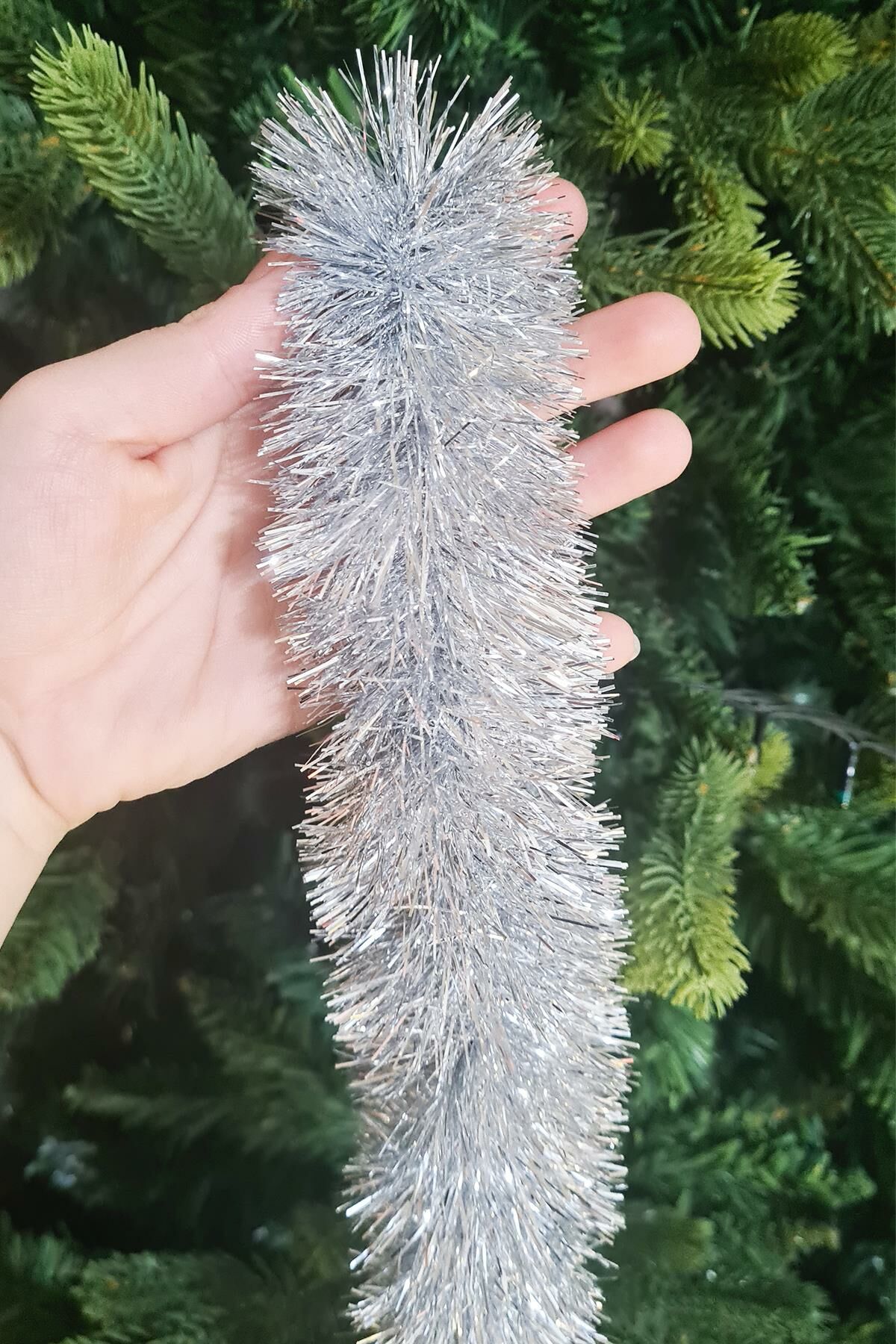 Sim Garland Kalın GÜMÜŞ 2 Metre Boyun Süsü Yılbaşı Parti Aksesuarı