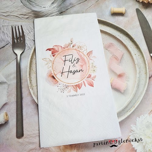 Rose Gold Yapraklı Konsept Peçete