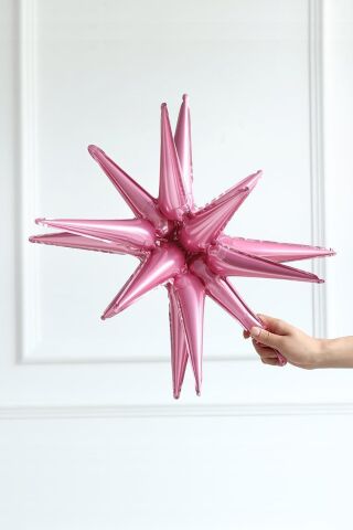 Pembe Kutup Yıldızı Folyo Balon Tek Parça Büyük Kutup Yıldız Balon 27inç 70cm