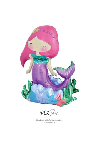 3D Deniz Kızı Folyo Balon Ayaklı Yerde Durabilen Deniz Kızı Balon 9252