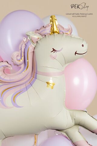 Retro Unicorn Folyo Balon Büyük
