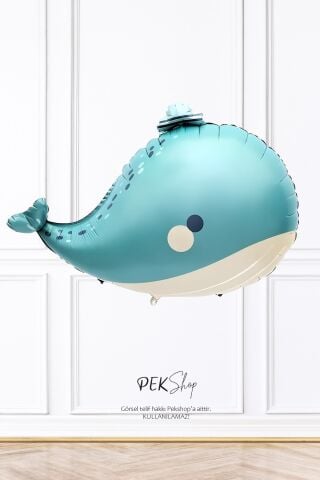 Denizci Şapkalı Turkuaz Balina Folyo Balon 9351