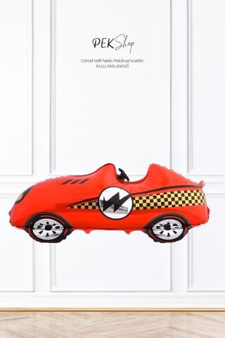 Kırmızı Retro Yarış Arabası Folyo Balon Büyük 110cm 9405