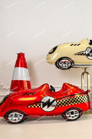 Kırmızı Retro Yarış Arabası Folyo Balon Büyük 110cm 9405